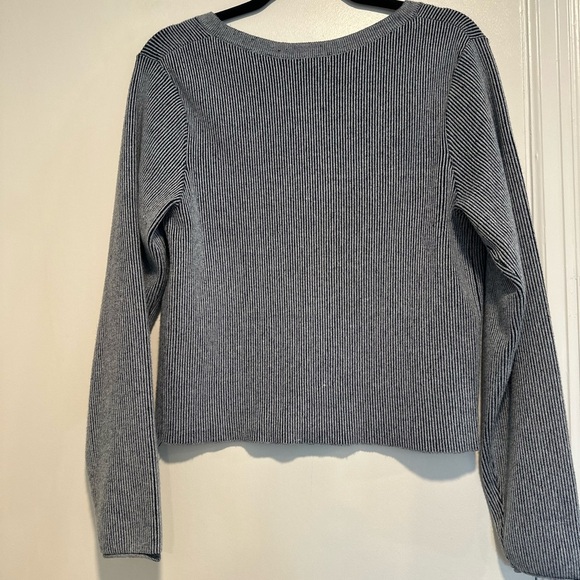 Wild Fable Women's XXL Zip-Front Navy & White Ribbed Cardigan Thick Sweater. - Picture 3 of 14